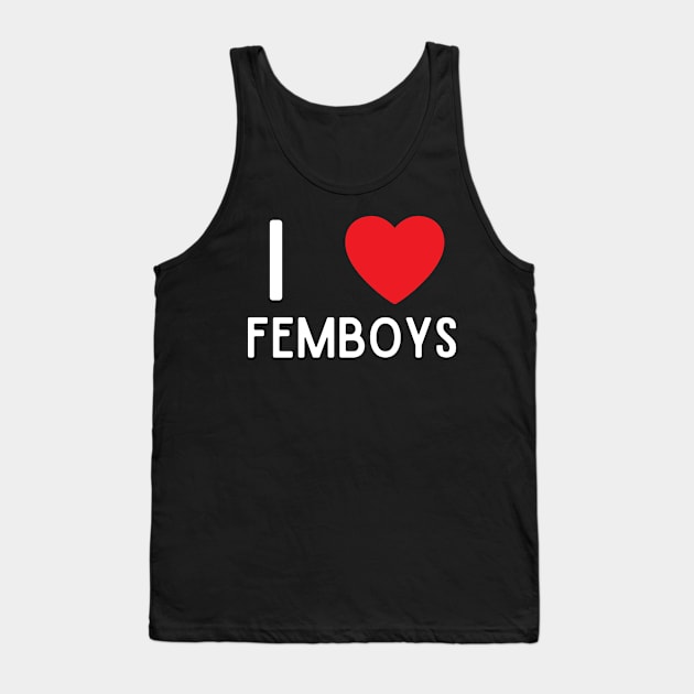 I Love Heart Femboys Yaoi Crossdressing Aesthetic Tank Top by BobaPenguin